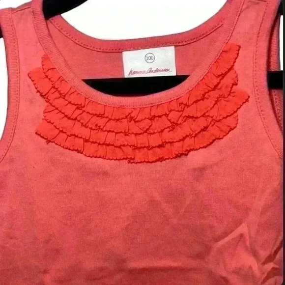 Hanna Andersson - Pink Tank Top w Ruffles - girls size 100 (US 4) - Picture 2 of 4